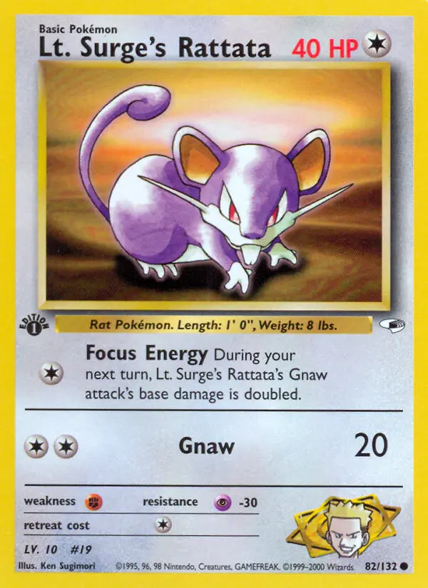 Lt. Surge's Rattata — Gym Heroes card #82