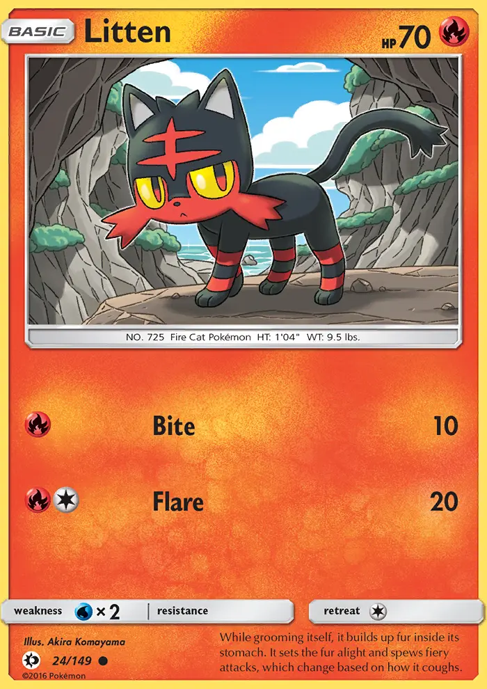 Litten — Sun & Moon card #24