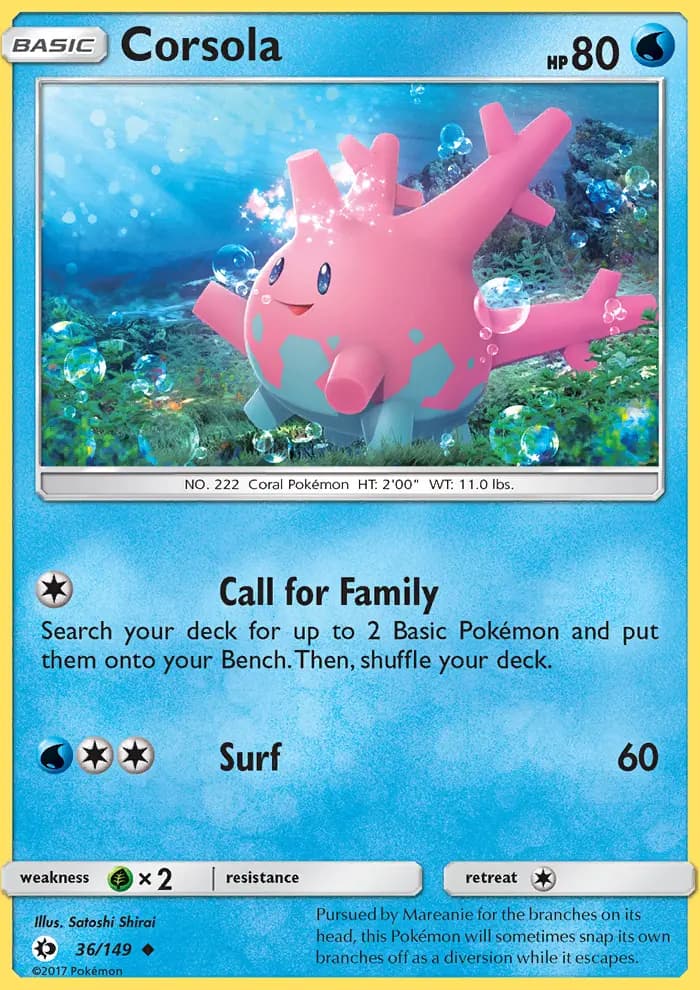 Corsola — Sun & Moon card #36