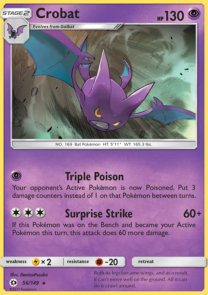 Crobat — Sun & Moon card #56