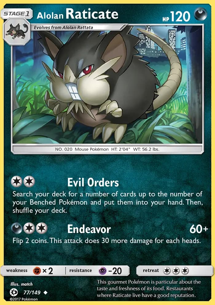 Alolan Raticate — Sun & Moon card #77