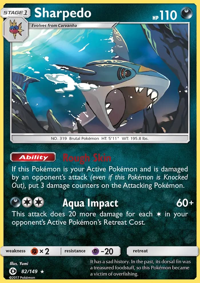 Sharpedo — Sun & Moon card #82