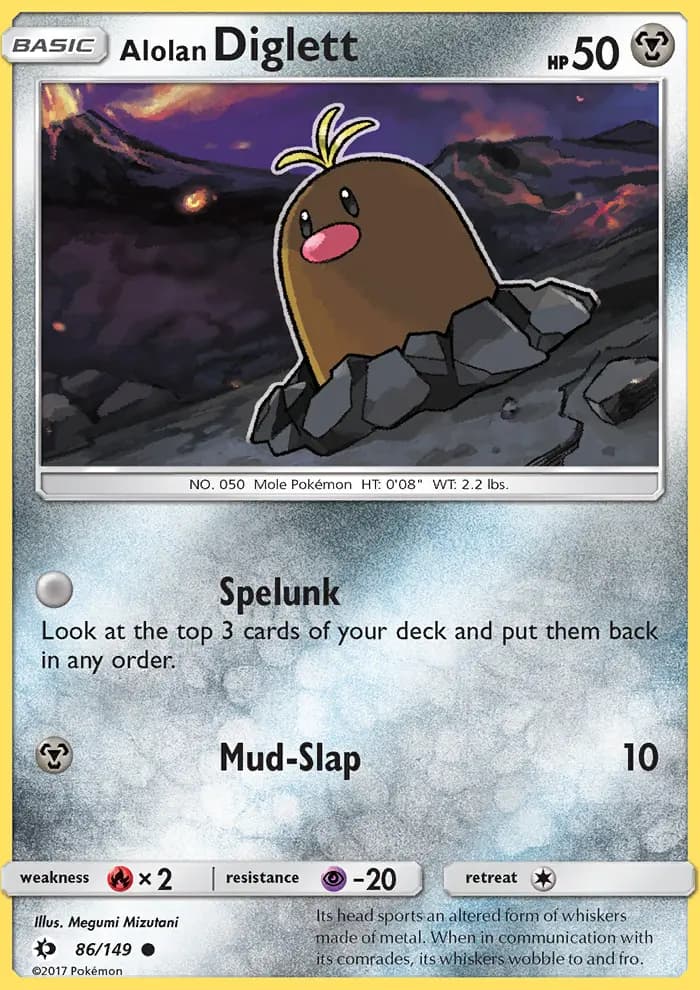 Alolan Diglett — Sun & Moon card #86