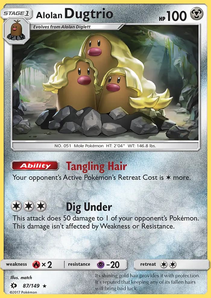 Alolan Dugtrio — Sun & Moon card #87