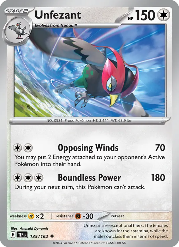 Unfezant — Temporal Forces card #135