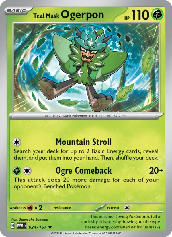 Teal Mask Ogerpon — Twilight Masquerade card #024
