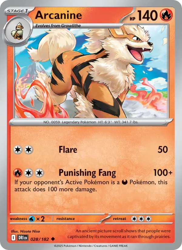 Arcanine — Destined Rivals card #028