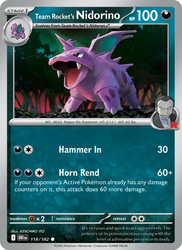Team Rocket's Nidorino — Destined Rivals card #118