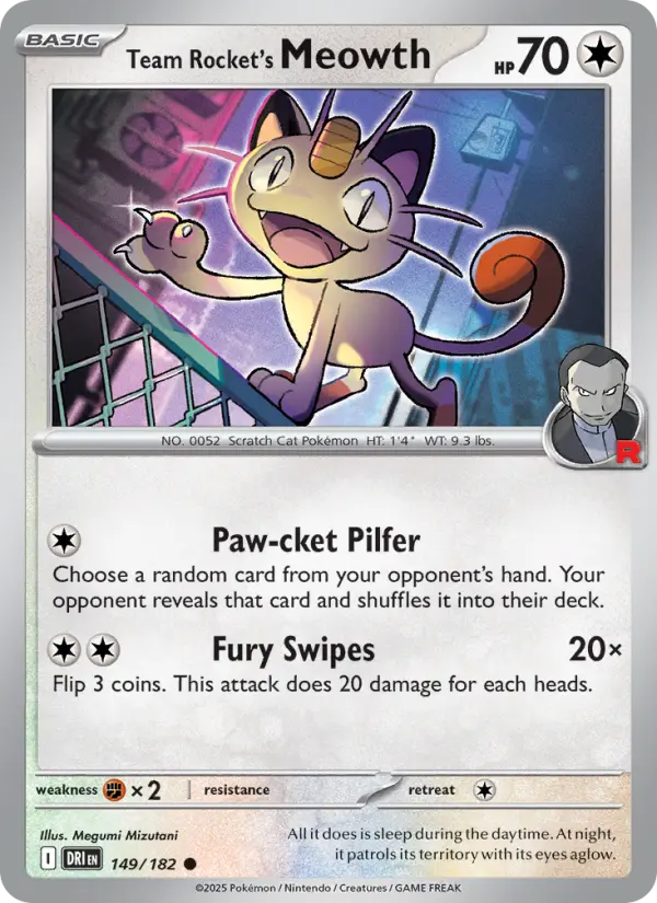Team Rocket's Meowth — Destined Rivals card #149