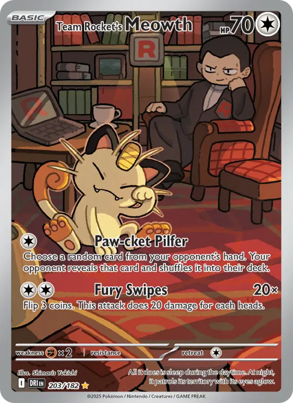 Team Rocket's Meowth — Destined Rivals card #203