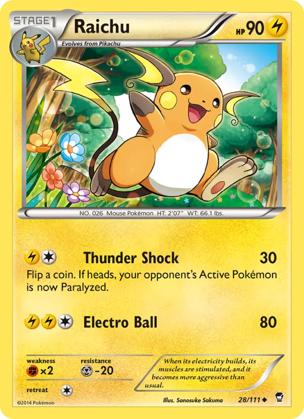 Raichu — Furious Fists card #28