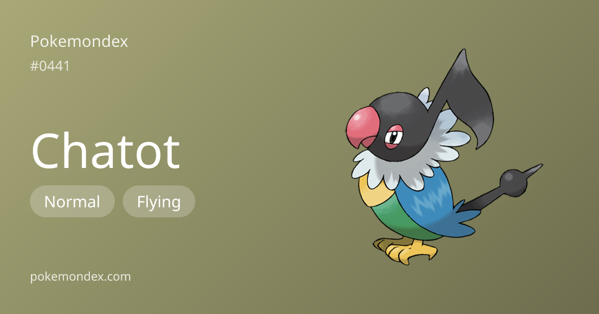 Chatot Pokédex: stats, moves, evolution & locations | Pokemondex