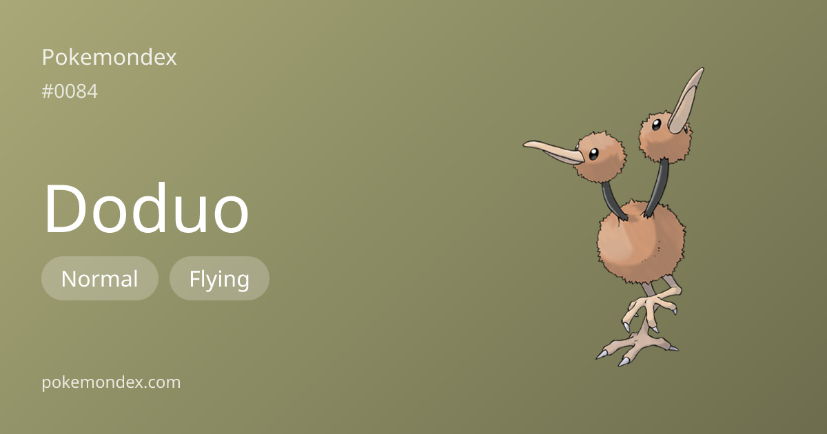 Doduo Pokédex: stats, moves, evolution & locations | Pokemondex