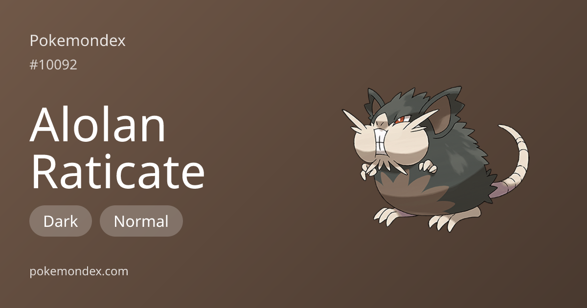 Raticate-alola Pokédex: stats, moves, evolution & locations | Pokemondex