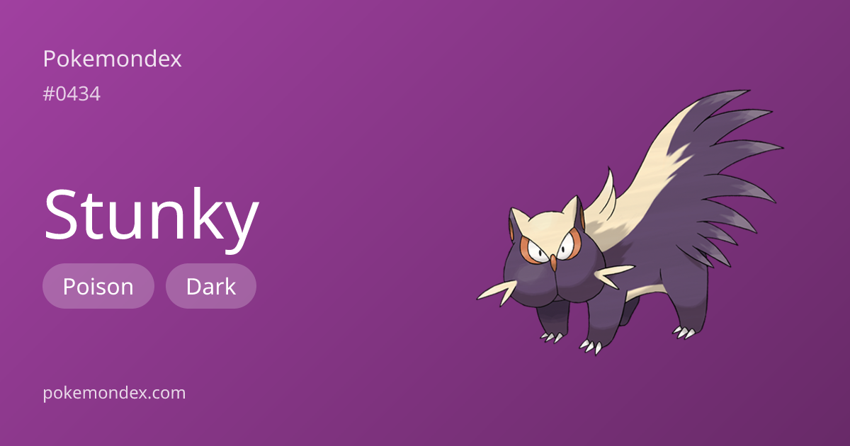 Stunky (poison/dark-type) — Stats, Weaknesses & Where to Find | Pokemondex